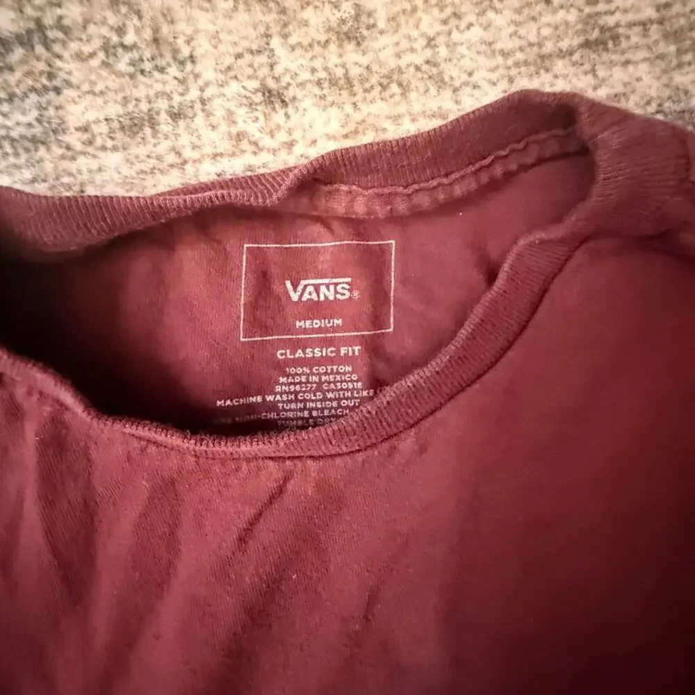 Men Medium Lot of 3 Vans Tops (Maroon Hoodie, Long Sleeve & Short Sleeve Tees)